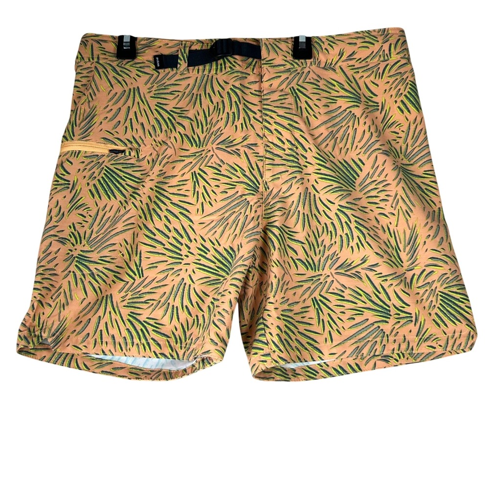 Prana Rock Shock Boardshort Mens 31 Aura Glow Fronds Tropical Print 6 Inseam NEW